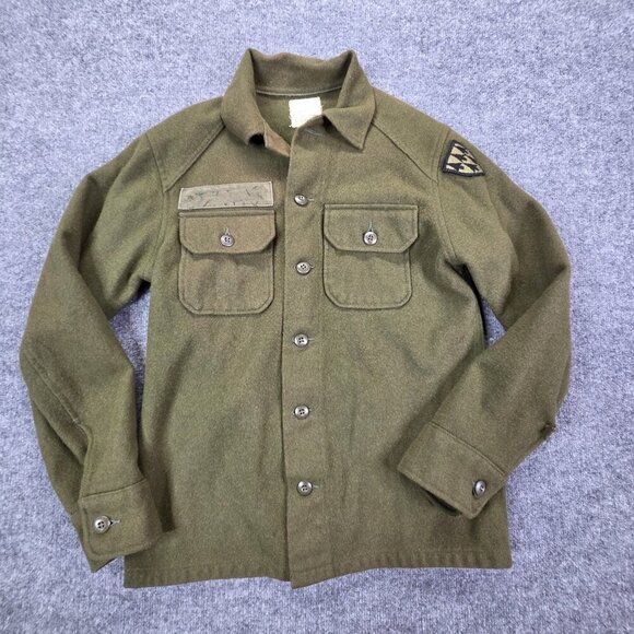Vintage US Army Shirt Mens Medium Wool Cold Weather Field Patch Military 1977 70 - Picture 1 of 12